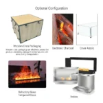 Modern 3D Water Vapor Fire Steam Design Insert Indoor Metal Steel Remote Control Hotel Villa Apartment Living Room Dining Room