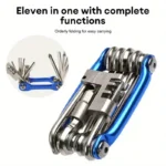 11-in-1 Bike Tool Mini Multitool Kit – Lightweight Stainless Steel Tool Wrench, Screwdriver, Chain, Hexagon Wheel Spoke