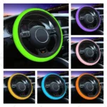 Green Steering Wheel Cover for Women Men Universal 15 Inch Anti Slip Sweat Car Wrap Cover Fit Suvs Vans Sedans Cars Trucks