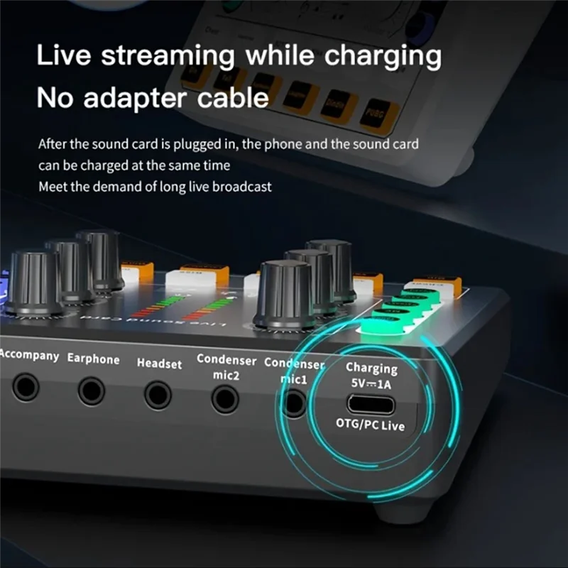 B50B-M8 Sound Card Live Broadcast Audio Interface Podcasting Device Caster With Premium Mic Preamplifier Sound Card Easy To Use - Image 2