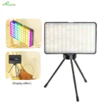 Roreta RGB LED Video Light Photography Fill Camera Lighting Panel 2700-6500K LCD Display Cold Shoe For Vlog Live Streaming DSLR