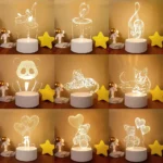 Romantic Love 3D Acrylic Led Lamp for Home Children’s Night Light Table Lamp Birthday Party Decor Valentine’s Day Bedside Lamp