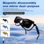 Hot GS05 Smart Glasses For Men 2 in 1 UV Protection Portable Polarized Anti-blue light Black Frame White Lenses Music Sunglasses
