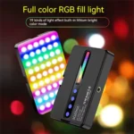 Roreta RGB LED Video Light Photography Fill Camera Lighting Panel 2700-6500K LCD Display Cold Shoe For Vlog Live Streaming DSLR