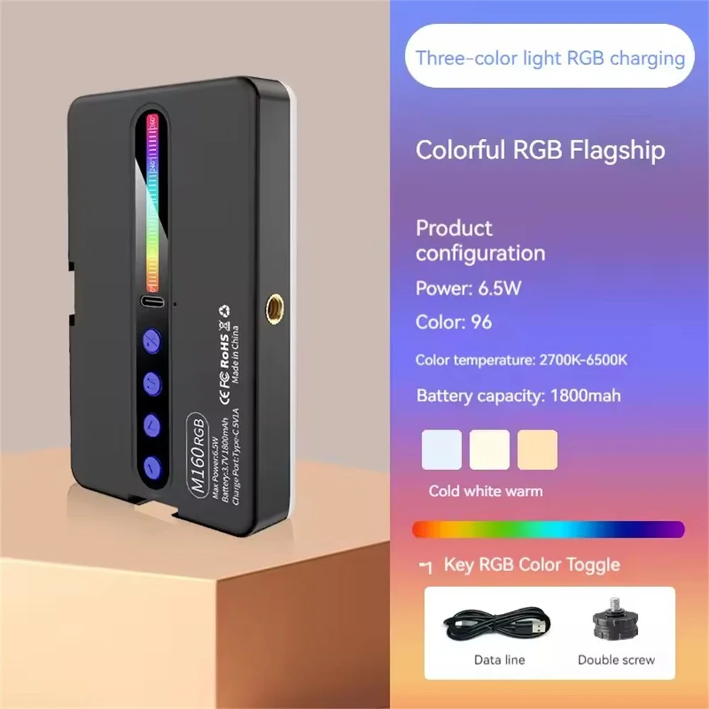 Roreta RGB LED Video Light Photography Fill Camera Lighting Panel 2700-6500K LCD Display Cold Shoe For Vlog Live Streaming DSLR - Image 8