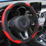 Car Steering Wheel Cover Breathable Anti Slip PU Leather Steering Covers Suitable 38cm Auto Decoration Carbon Fiber