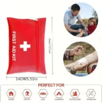 12 emergency first aid kits, including scissors, bandages, tape, and tweezers – compact red travel and car survival bag