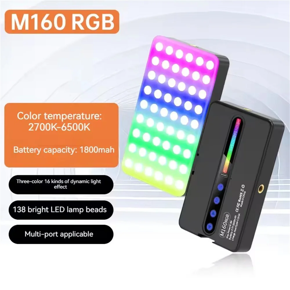 Roreta RGB LED Video Light Photography Fill Camera Lighting Panel 2700-6500K LCD Display Cold Shoe For Vlog Live Streaming DSLR - Image 3