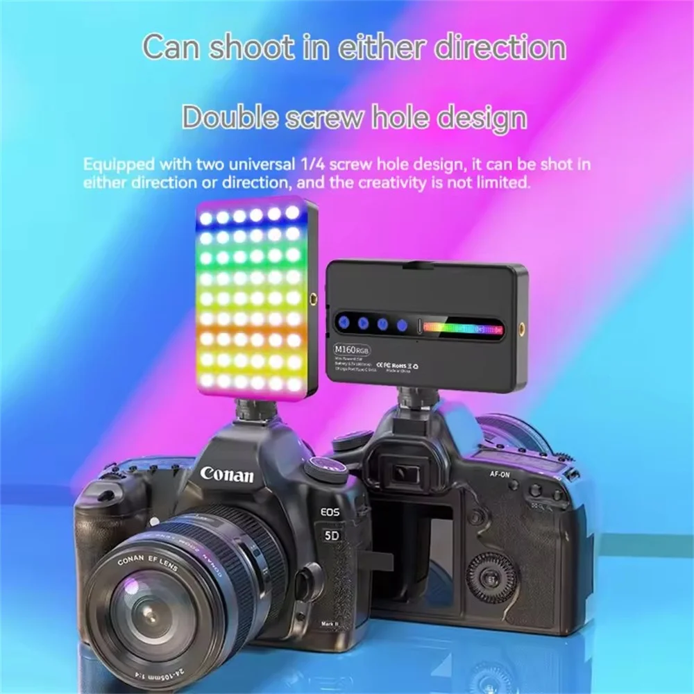 Roreta RGB LED Video Light Photography Fill Camera Lighting Panel 2700-6500K LCD Display Cold Shoe For Vlog Live Streaming DSLR - Image 4