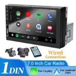 7“ Car Radio 1 Din Carplay Android Auto Multimedia Player HD Touch Screen FM AUX Input Bluetooth MirrorLink Universal Auto Radio