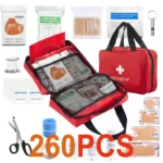 Durable first-aid kit containing essential care items for grazes, abrasions and sprains. A dependable emergency essential.