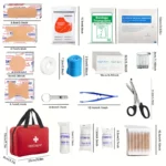 Durable first-aid kit containing essential care items for grazes, abrasions and sprains. A dependable emergency essential.