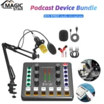 Podcast equipment set, audio interface, with BM-800 condenser microphone, DJ mixer, podcast microphone set for podcast,streaming