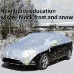 1pc All-Weather Half Car Body Cover – Waterproof, Dustproof, UV & Snow Resistant for Sedans, Protects Windshield and Roof
