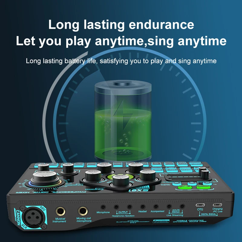 Sound Card Podcast Microphone Sound Card Microphone Sound Mixer live Sound Card Audio Mixing Console Amplifier for Livestreaming - Image 6