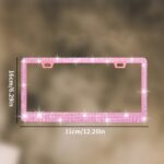 1pc/2pcs Glitter Plastic License Plate Frame – Black & Pink Sparkling Design, Durable Weather-Resistant Car Accessory for US Vehicles, Cute Girl Christmas Gift Idea, Vehicle Customization, Playful Design, Highquality Finish, Auto Customization, Stylish Ac