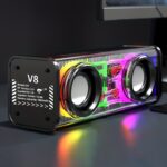 Kinglucky Portable Wireless Bass Speaker with Subwoofer, Stereo Speaker with Dual Speakers, Color-Changing LED Light, Support TF Card/AUX/U Disk, Wireless Subwoofer Speaker for Home, Car, Outdoor Use, Perfect Christmas Gift for Outdoor Music Lovers