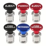 1pc Aluminum Panic Button with Fire Missiles Eject – Dustproof, Plug & Play Design – Durable Car Interior Trim Upgrade for 12V Cars – Universal Fit