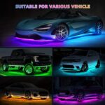 4pcs Car Underglow Neon Accent Strip Lights RGB 8 Color Sound Music Function And Wireless Remote Control Underbody Light Strips For Car SUV Truck