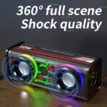 Kinglucky Portable Wireless Bass Speaker with Subwoofer, Stereo Speaker with Dual Speakers, Color-Changing LED Light, Support TF Card/AUX/U Disk, Wireless Subwoofer Speaker for Home, Car, Outdoor Use, Perfect Christmas Gift for Outdoor Music Lovers