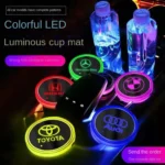 Luxury Car Interior Kits Luminous Cup Pad with USB Charging Seven-Color LED Non-Slip Design for Car Atmosphere Light