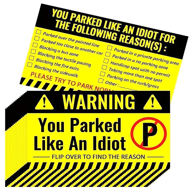 50Pieces Bad Parking Cards You Parked Like An Idiot Funny Cardboard Parking Violation Cards With Multi Violation Reasons - Image 2