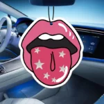 Car Aromatherapy Perfume Air Freshener Japanese Cartoon Animation Rearview Mirror Fragrance Pendant Toilet Air Vent Pink Lips