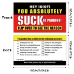 (Pack Of 50)Bad Parking Cards  You Parked Like An Idiot Business Cards 3.54″x1.97″ For Funny Parking Violation Prank Notice Gag