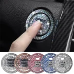 Car Start Switch Button Auto Decorative Diamond Stickers Rhinestone Ring Circle Trims Protective Cover Car Accessories