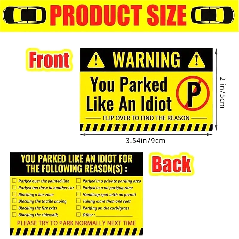 50Pieces Bad Parking Cards You Parked Like An Idiot Funny Cardboard Parking Violation Cards With Multi Violation Reasons - Image 6
