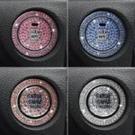 Car Start Switch Button Auto Decorative Diamond Stickers Rhinestone Ring Circle Trims Protective Cover Car Accessories